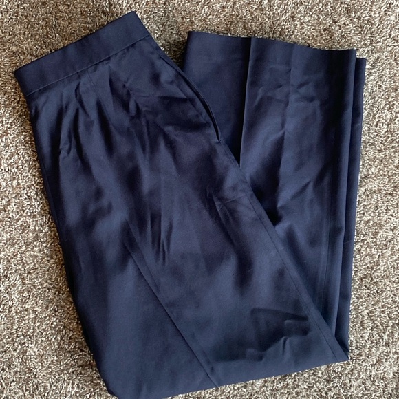 The Row Pants - The Row 100% Silk Navy Blue Wide Leg Trouser Pants, Women’s 8